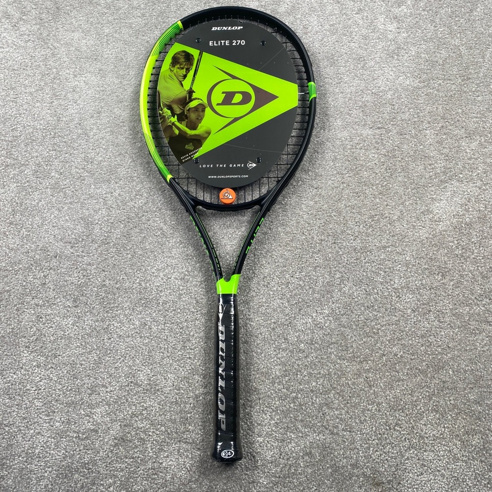 Dunlop Elite 270 Tennis Racket Unisex 4 1/4 Black Lime Green 270g 100sq in Head